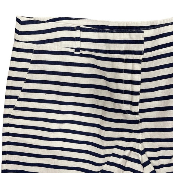NAUTICA White & Navy Striped Cotton Mid-Rise Shorts, Size 16 - Picture 2 of 7